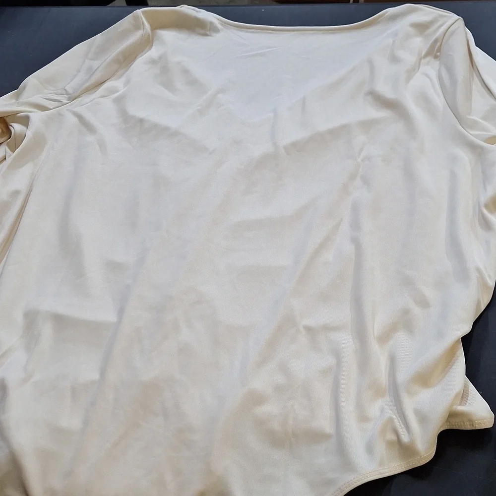 NEW! Long Sleeve Ruched Slim Fit Bodysuit, Cream - A New Day - Picture 9 of 9